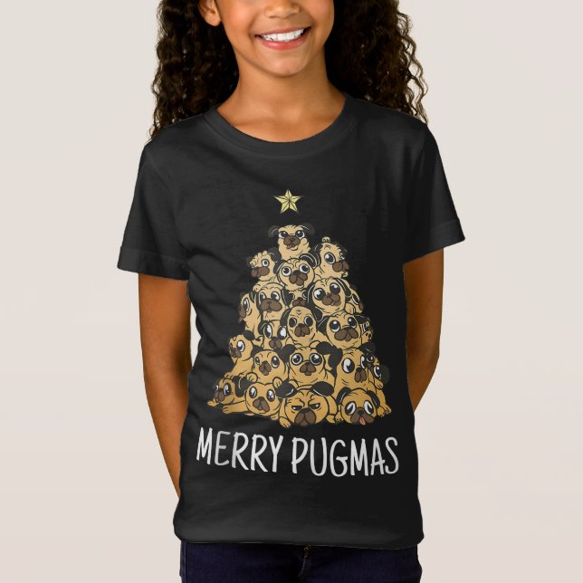 Camiseta Merry Pugmas Pug Árbol de Navidad Perro Santa Navi (Anverso)