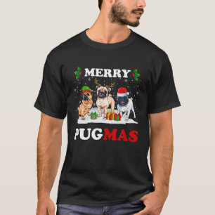 Camiseta Merry Pugmas Santa Elf Reindeer Pug Perros Árbol d