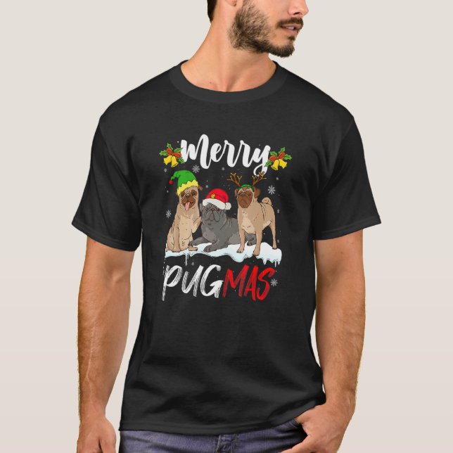 Camiseta Merry Pugmas   Santa Reindeer Elf Pug Dog Christma (Anverso)
