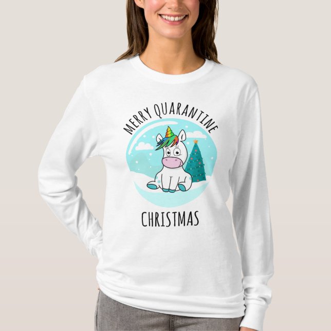 Camiseta Merry Quarantine Navidades Unicorn (Anverso)