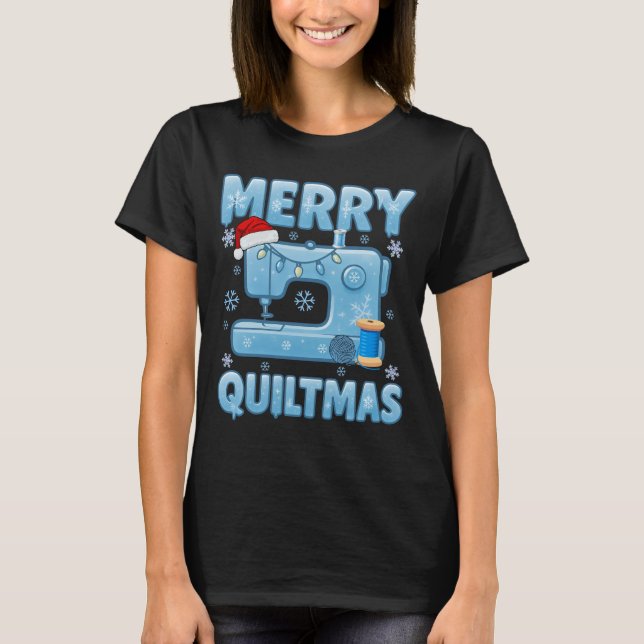 Camiseta Merry Quiltmas Sewing Machine 4 (Anverso)
