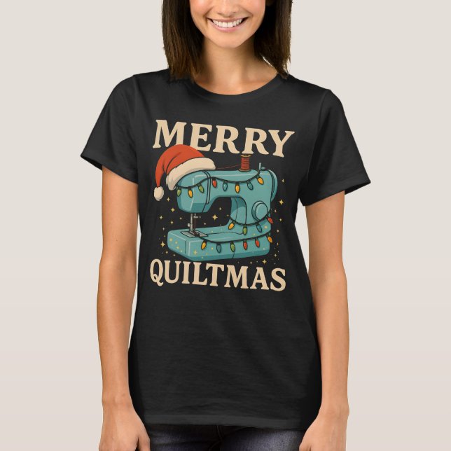 Camiseta Merry Quiltmas Sewing Machine 5 (Anverso)