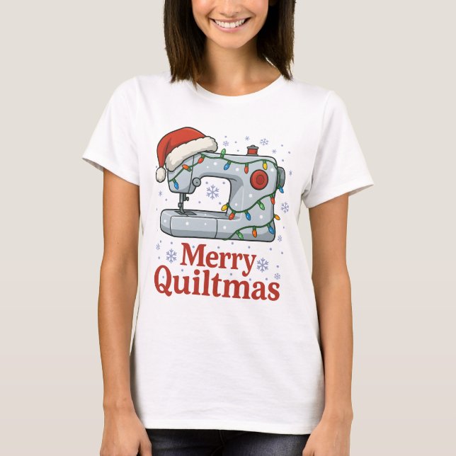 Camiseta Merry Quiltmas Sewing Machine 7 (Anverso)