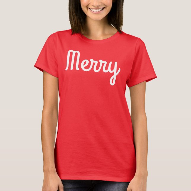 Camiseta Merry Red Shirt Simple Modern Retro Minimalist  (Anverso)