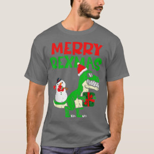 Camiseta Merry Remas Santa Hat Tre Dino Dabbing Snowman Chr