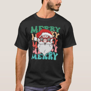 Camiseta Merry Retro Groovy Santa Claus Equipo de Navidad S