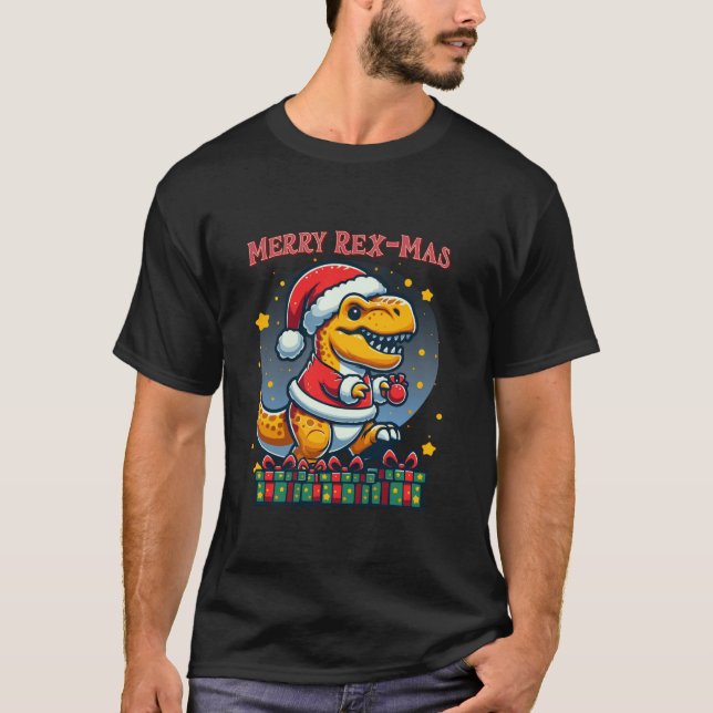 Camiseta Merry Rex Mas T Rex Dinosaur Santa Funny Navidades (Anverso)