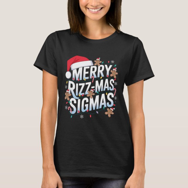 Camiseta Merry Rizz Mas Sigmas Funny Alpha Navidades Santa (Anverso)