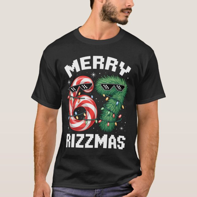 Camiseta Merry Rizzmas 67 Candy Cane Tree Sungles Funny  (Anverso)
