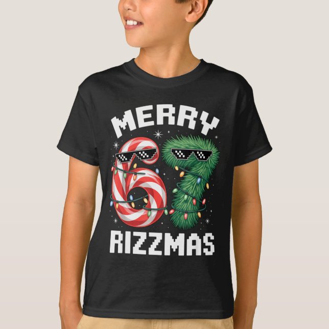 Camiseta Merry Rizzmas 67 Candy Cane Tree Sungles Funny  (Anverso)