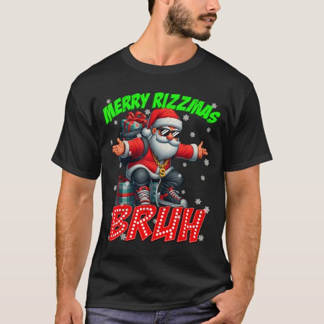 Camiseta Merry Rizzmas Bruh Graphic Santa Pjs Christmas Xma (Anverso)
