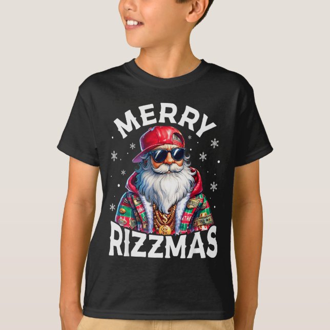 Camiseta Merry Rizzmas Santa Sungles Pajamas Holiday Christ (Anverso)