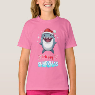 Camiseta Merry Sharkmas Cute Pet Lover Sea Santa Fish