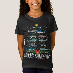 Camiseta Merry Sharkmas Divertido Shark Nochebuena Ilumina 