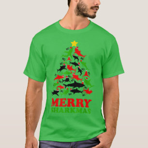Camiseta Merry Sharkmas Shark Santa Ugly Christmas Lights B