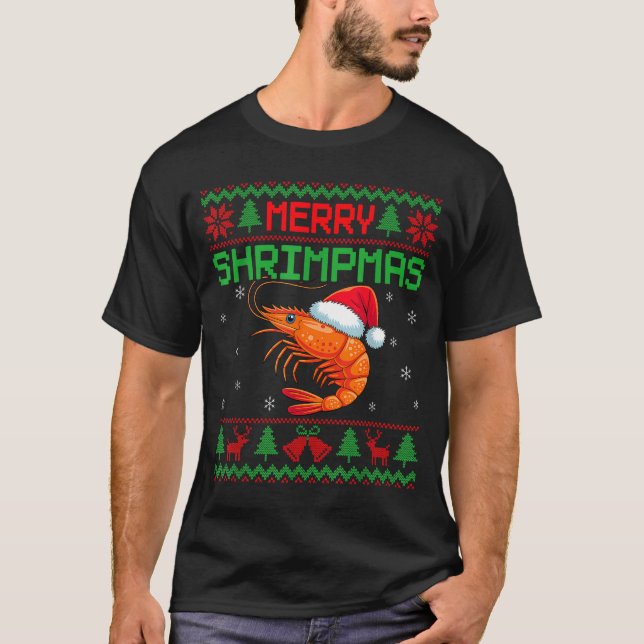 Camiseta Merry Shrimpmas Funny Shrimp Ugly Christmas Sweate (Anverso)