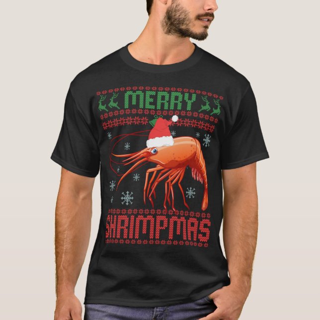 Camiseta Merry Shrimpmas Funny Shrimp Ugly Christmas Sweate (Anverso)