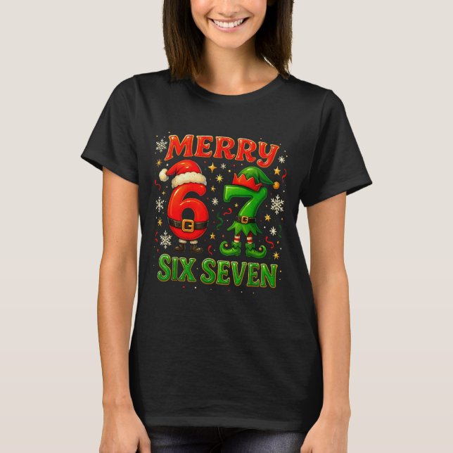 Camiseta Merry Six Seven Funny Meme 67 Christmas Couple Des (Anverso)