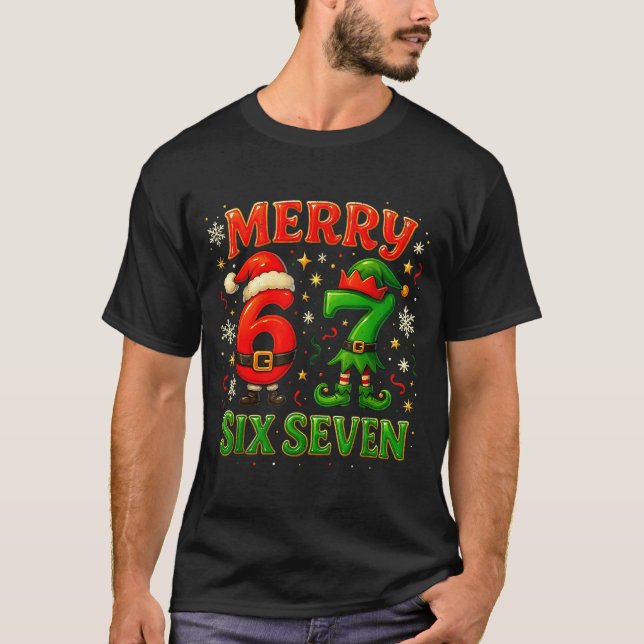 Camiseta Merry Six Seven Funny Meme 67 Christmas Couple Des (Anverso)