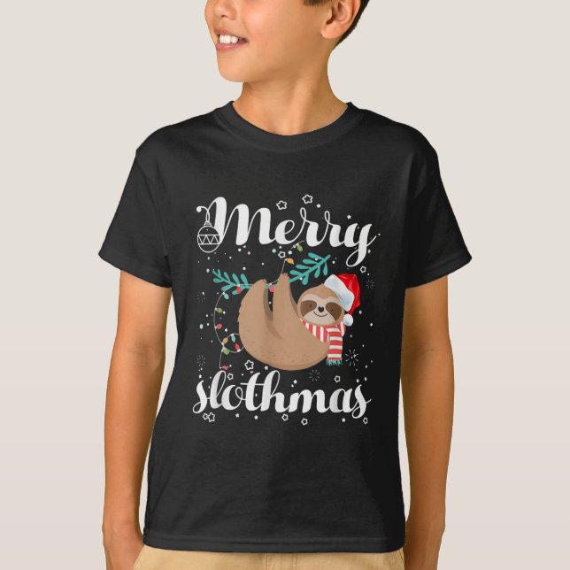 Camiseta Merry Slothmas Christmas Pajama For Sloth Lovers  (Anverso)