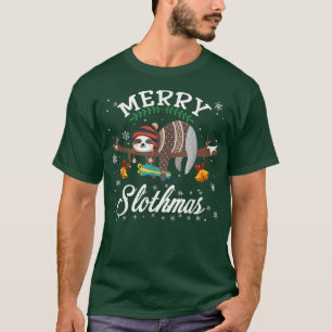 Camiseta Merry Slothmas Christmas Sloth Pajama Santa Hat Xm