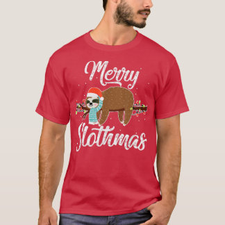 Camiseta Merry Slothmas Cute Slote Viste Santa Hat Cute Chr