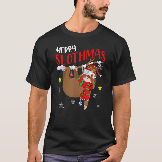 Camiseta Merry Slothmas Happy Christmas  Sloth Noel Snow 1 (Anverso)