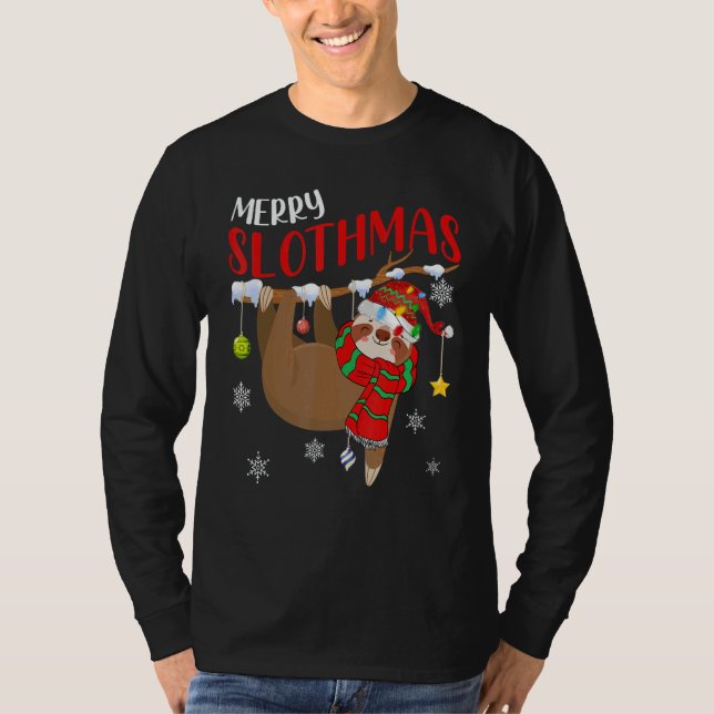 Camiseta Merry Slothmas Happy Christmas  Sloth Noel Snow 2 (Anverso)