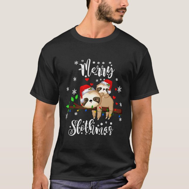 Camiseta Merry Slothmas Navidades Pajama Sloth (Anverso)