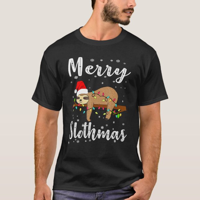 Camiseta Merry Slothmas Tee Christmas Pajama for Sloth (Anverso)