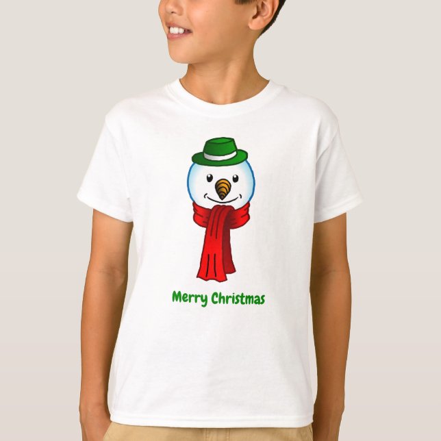 Camiseta Merry Snowman with his Red Scarf (Anverso)