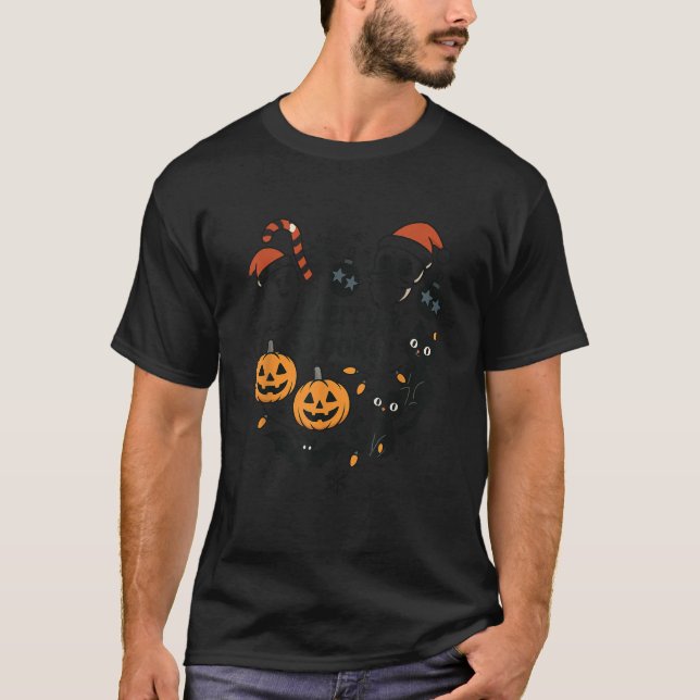 Camiseta Merry Spooky Halloween Christmas Cute Cats Pumpkin (Anverso)