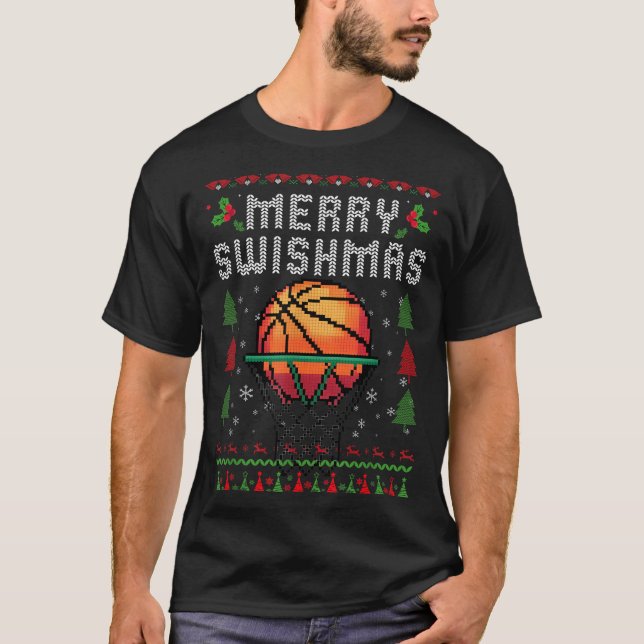 Camiseta Merry Swishmas Basketball Ugly Christmas Graphic F (Anverso)