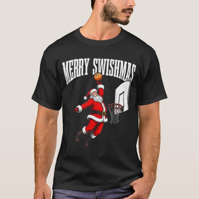 Camiseta Merry Swishmas Basketball Ugly Christmas Xmas Men  (Anverso)