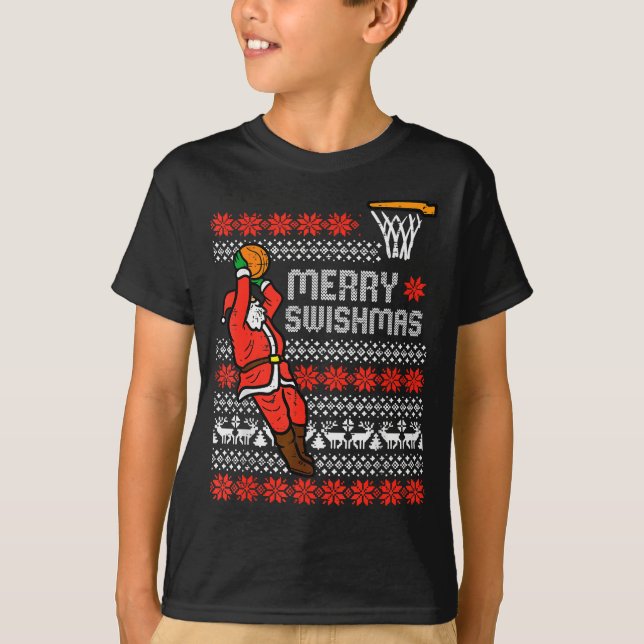 Camiseta Merry Swishmas Basketball Ugly Christmas Xmas Men  (Anverso)