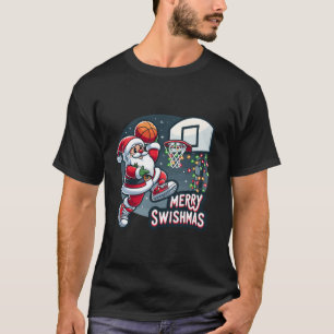 Camiseta Merry Swishmas Navidades divertidos Santa Basketba