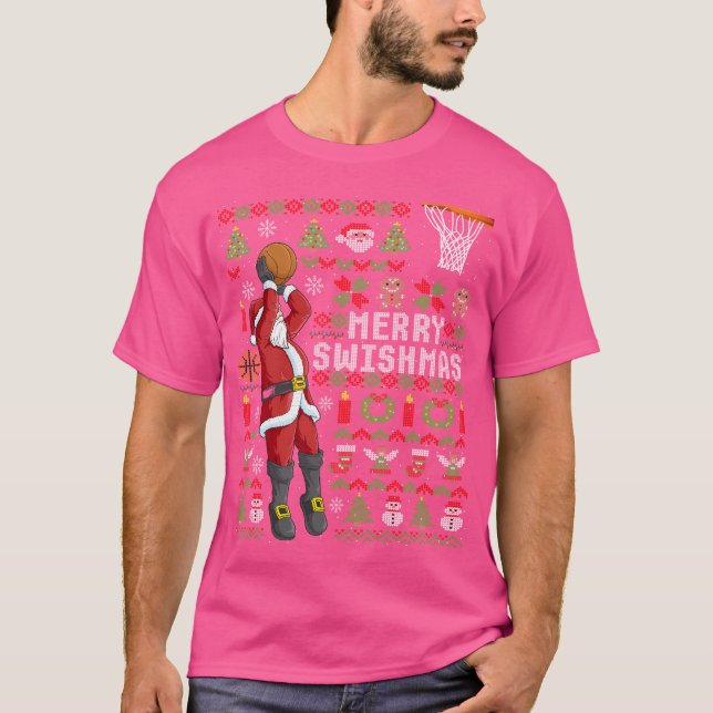 Camiseta Merry Swishmas Navidades feos Baloncesto Santa Cla (Anverso)