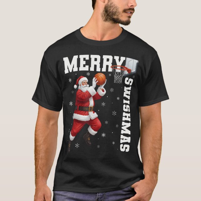 Camiseta Merry Swishmas Sport Christmas Basketball Xmas Men (Anverso)