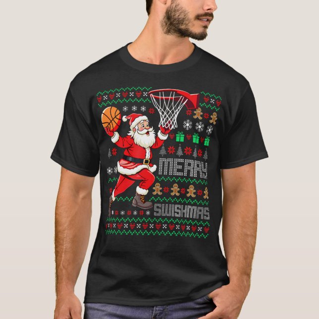 Camiseta Merry Swishmas X-Mas Basketball Ugly Christmas 	 S (Anverso)