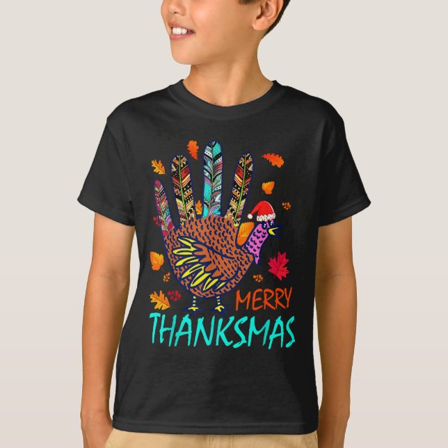 Camiseta Merry Thanksmas Happy Thanksgiving Christmas Turke (Anverso)