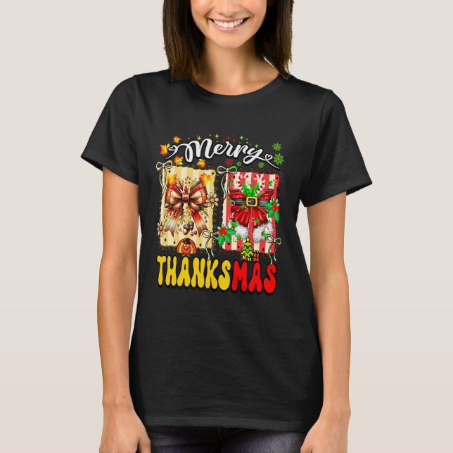 Camiseta Merry Thanksmas Thanksgiving Christmas Coquette Bo (Anverso)