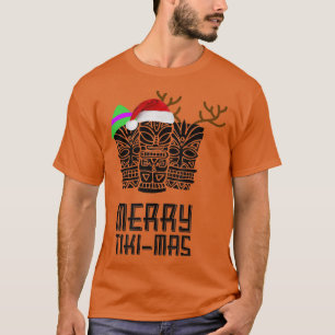 Camiseta Merry TikiMas Christmas , Santa Hat Tiki Tee