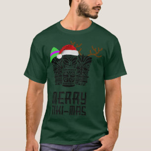 Camiseta Merry TikiMas Navidades , Santa Hat Tiki Tee