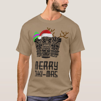 Camiseta Merry TikiMas Navidades , Santa Hat Tiki Tee