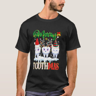 Camiseta Merry Toothmas Navidades Santa Reindeer Elf Teeth