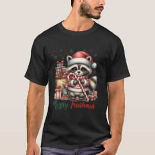 Camiseta Merry Trashmas Cute Santa Raccoon