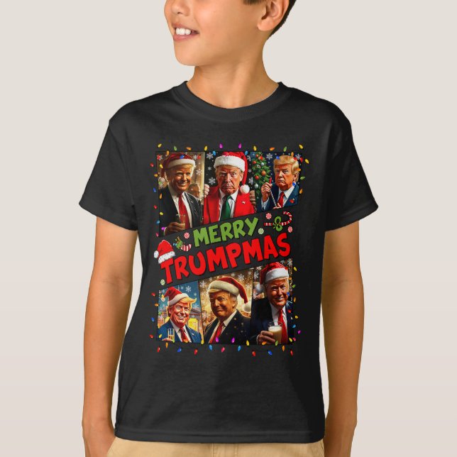 Camiseta Merry Trumpmas Santa Trump Christmas Pajamas Funny (Anverso)