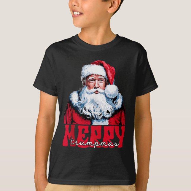 Camiseta Merry Trumpmas Santa Trump Christmas Pajamas Funny (Anverso)