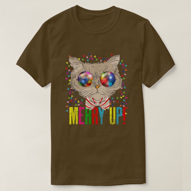 Camiseta Merry Up A Cute y Guay Navidad Cat and Christm (Diseño del anverso)
