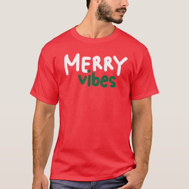 Camiseta Merry Vibes Navidades T-Shirt Red (Anverso)